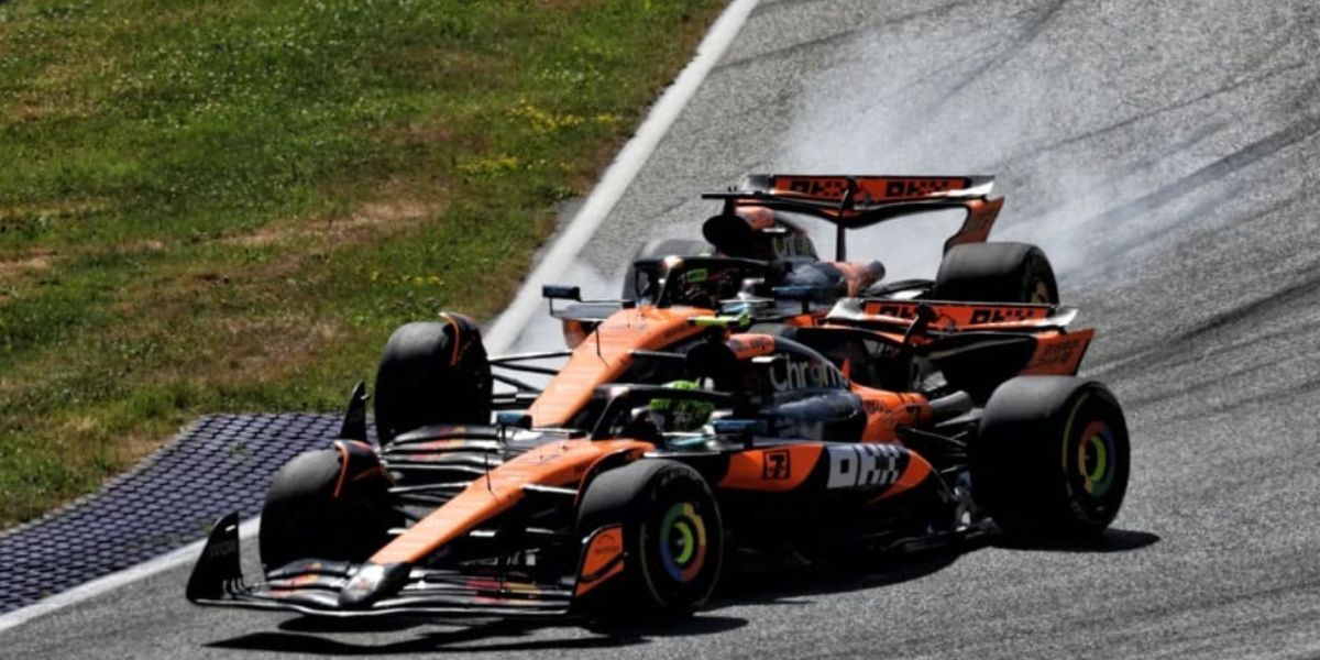 Piastri blocca le ruote attaccando Norris: disastro sfiorato